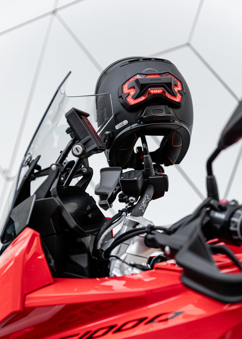 Brake Free mounted on adventure helmet